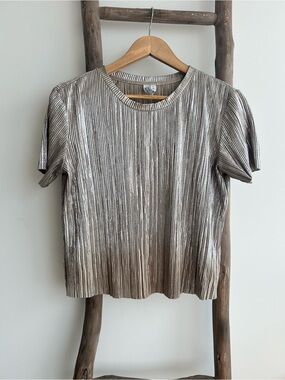 & Other Stories Metallic Plissé Top